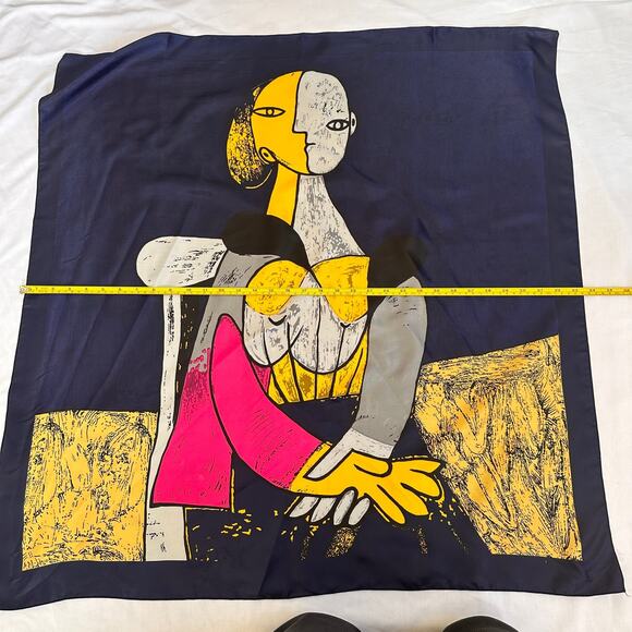 Picasso Signed Scarf Silk Large Square Art France Royal Electric Multicolored - Picture 8 of 8